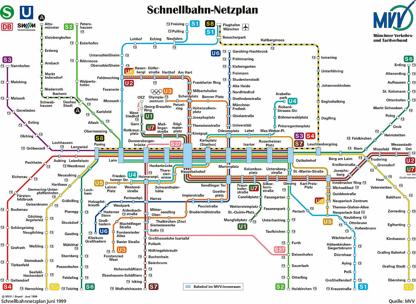 U-Bahn München - Schnellbahnnetz von 1972 bis heute