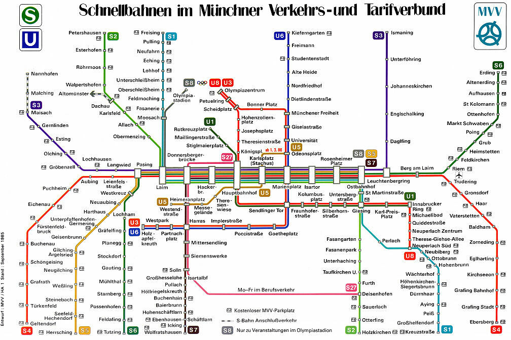 Schnellbahnnetzplan September 1985